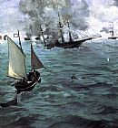 Battle Canvas Paintings - Battle of the 'Kearsarge' and the 'Alabama'